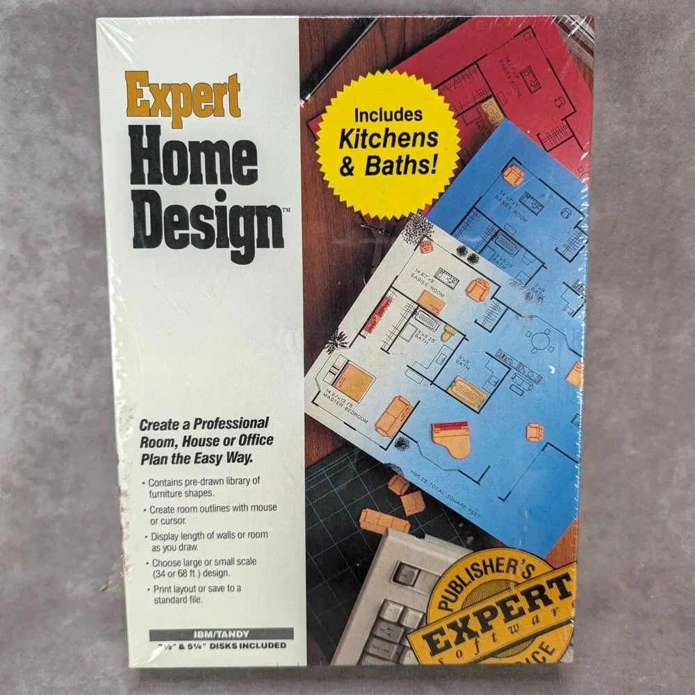 Vintage Expert Home Design Landscape PC Software Bundle Sealed IBM Tandy Floppy